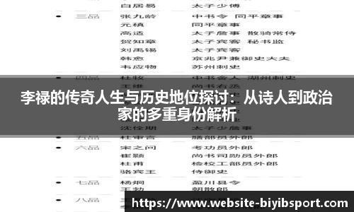 李禄的传奇人生与历史地位探讨：从诗人到政治家的多重身份解析